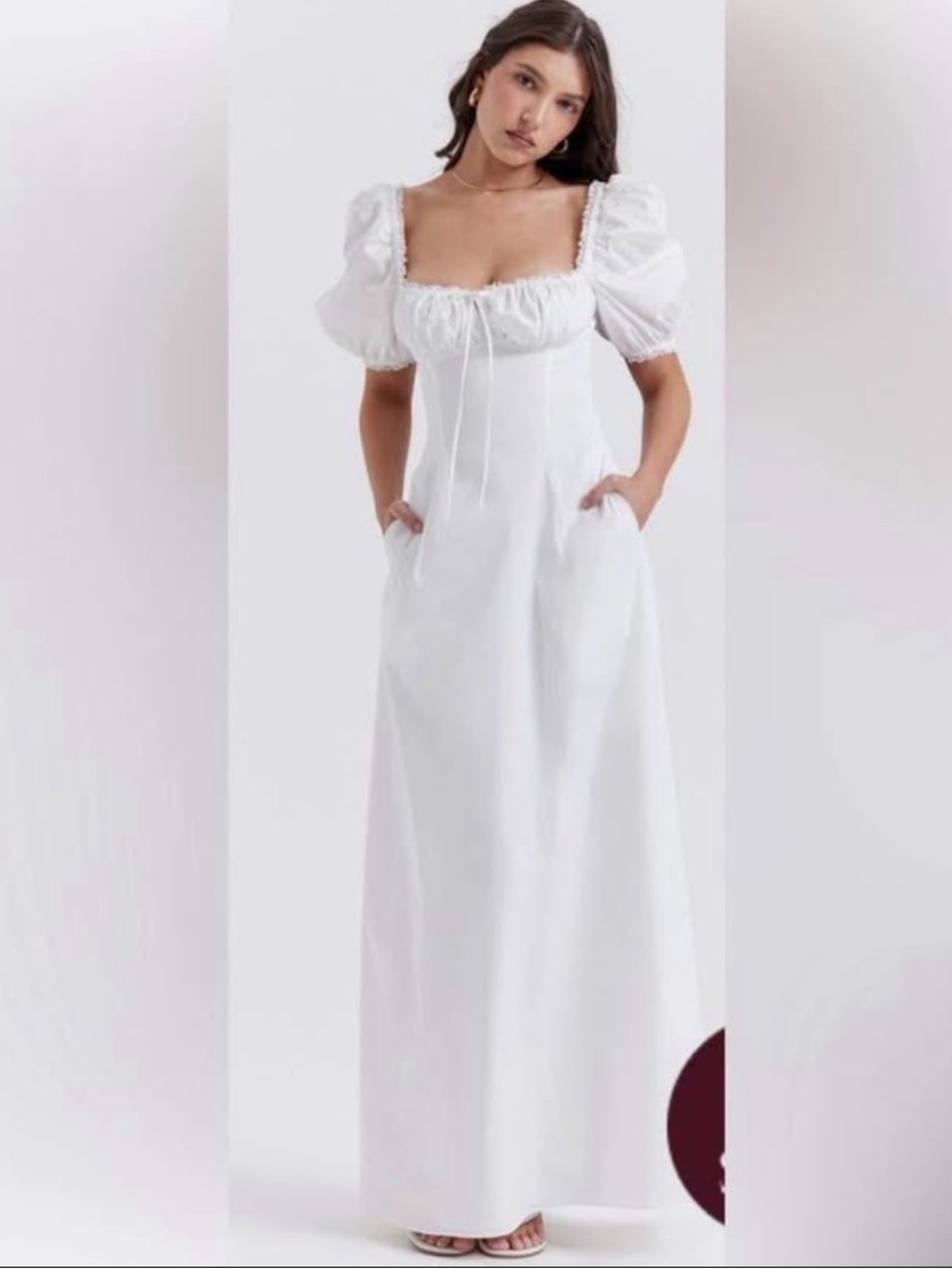 House of CB White Puff-Sleeve Maxi Dress
